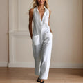 Fashion Loose Sleeveless Single-breasted Wide-leg Pants