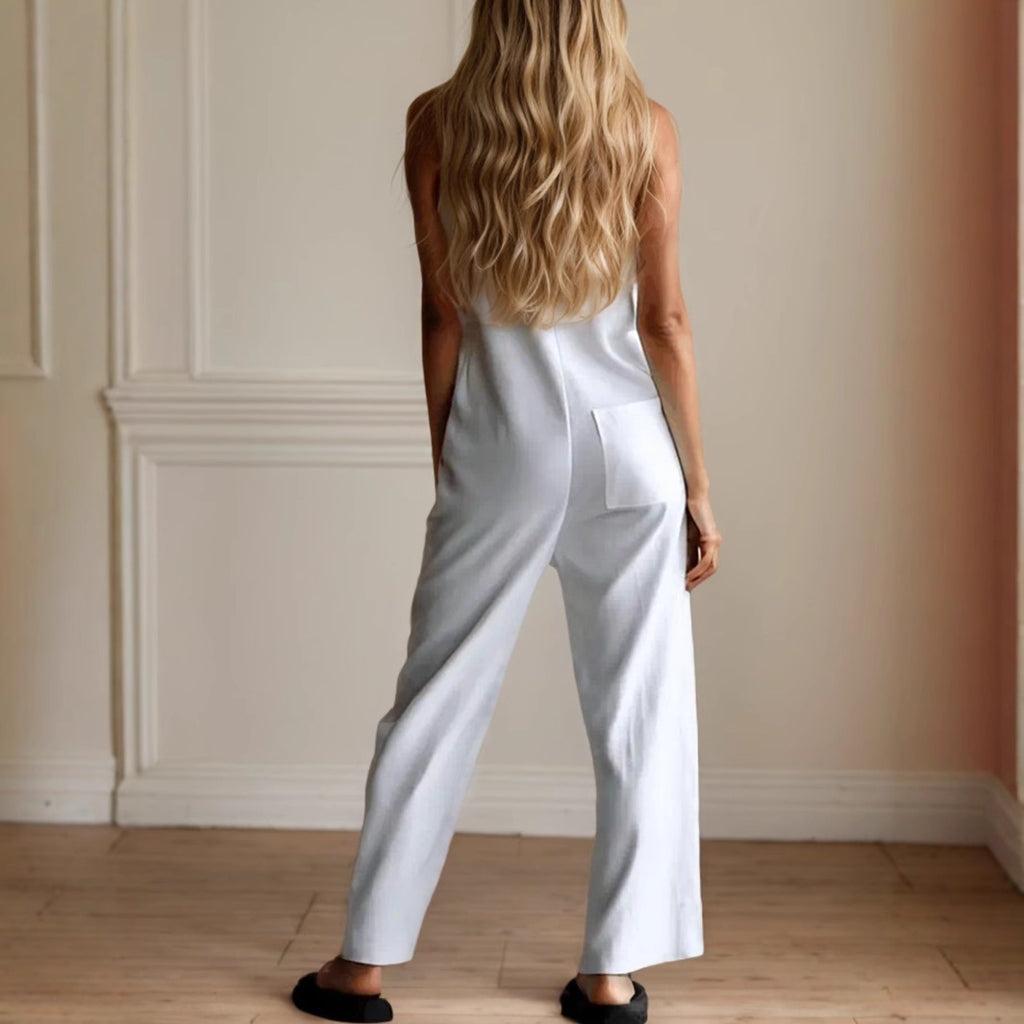 Fashion Loose Sleeveless Single-breasted Wide-leg Pants