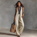 Women's Simple Linen-blend Sleeveless Jumpsuit