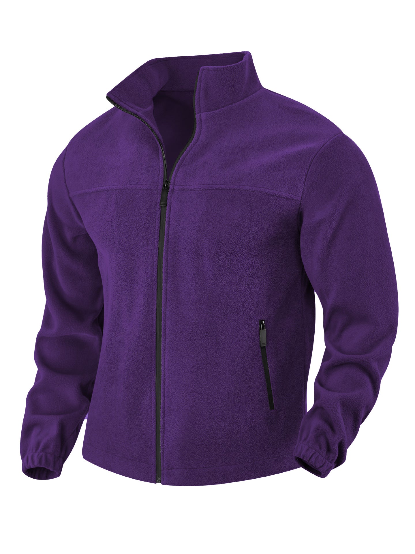 Men's Polar Fleece Jacket Outdoor Zipped Stand Collar Coat